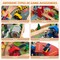 Natural Double-Sided Train Table with 100-Piece Wooden Set for Age 3+
